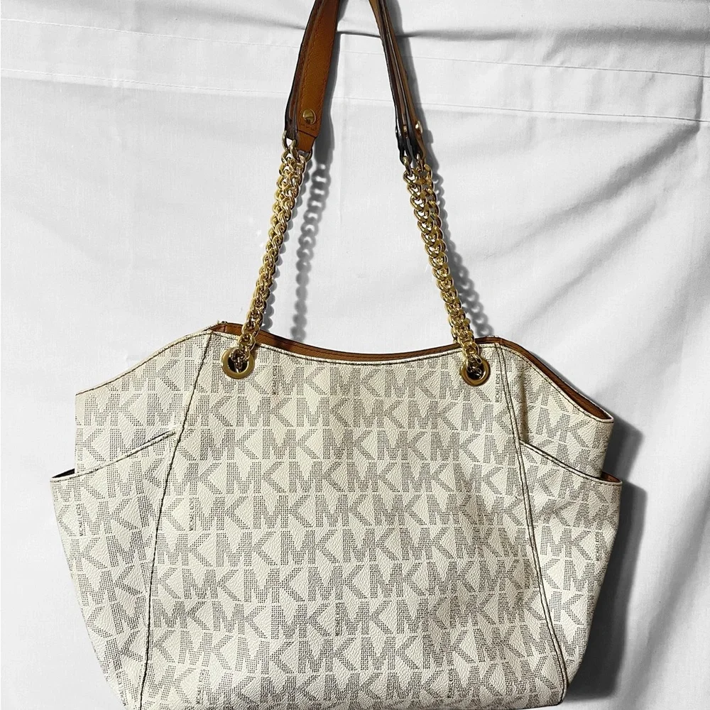 Michael Kors Cream Monogram Shoulder Bag